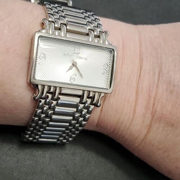 Betsey Johnson silver tone rectangular watch - Picture 1 of 12